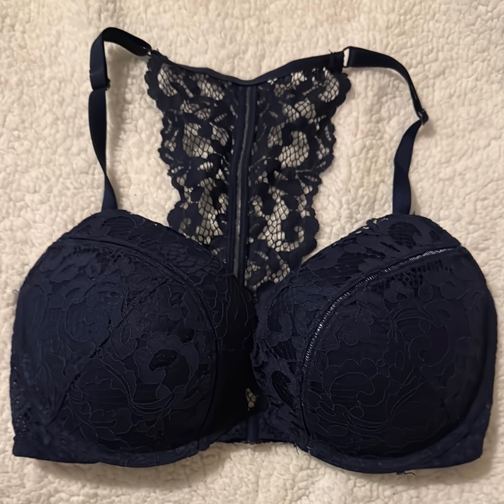 Victoria's Secret Racerbcak Blue Lace Push-Up Bra